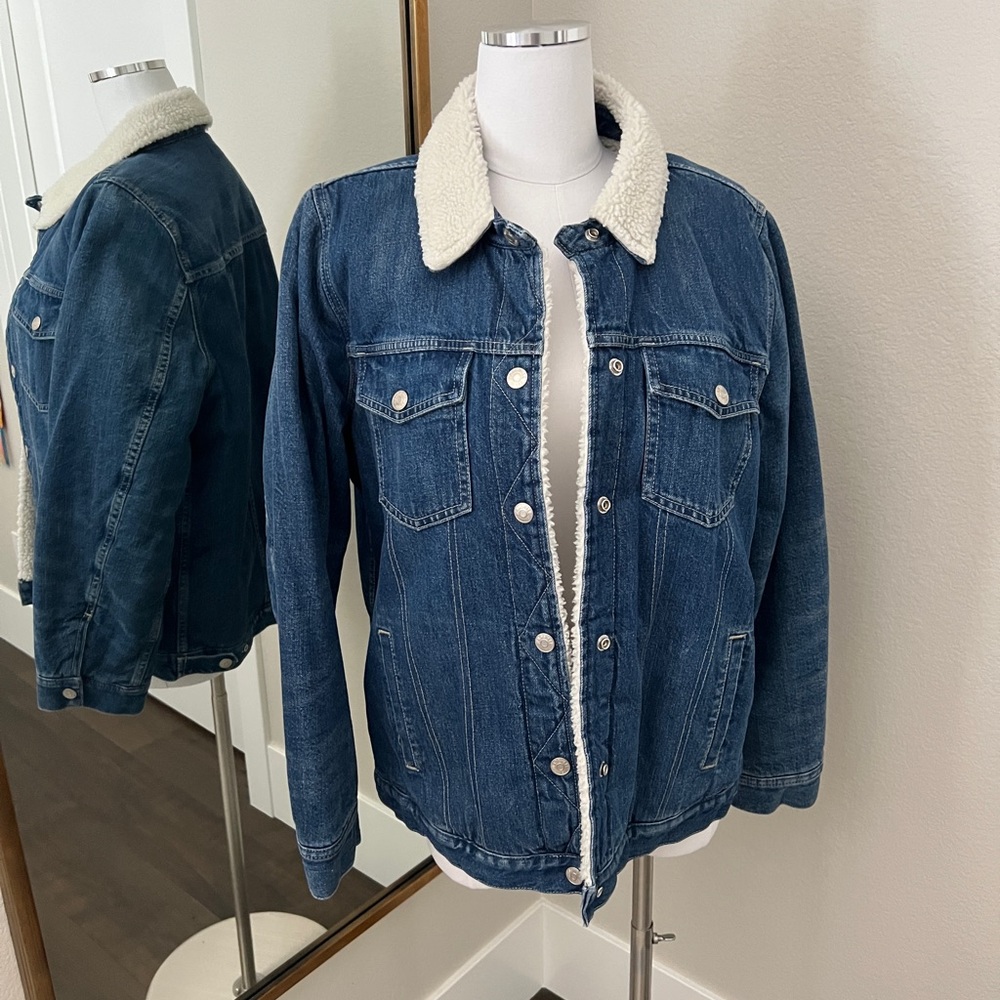 Madewell NWOT Denim Sherpa Lined Jacket Sz. L